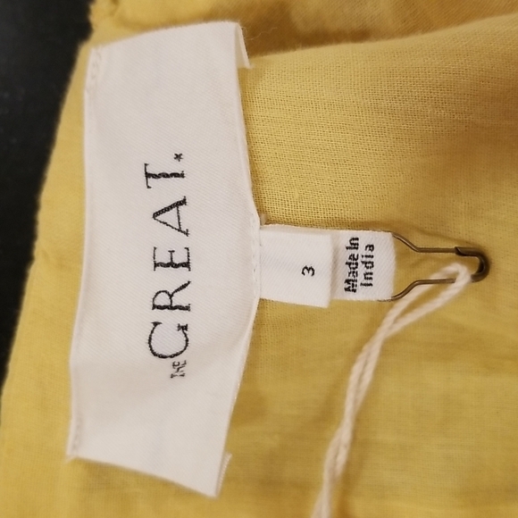 💕THE GREAT💕 The Tea Dress ~ Misted Yellow with Daisy Bouquet Embroidery L NWT - Picture 12 of 16